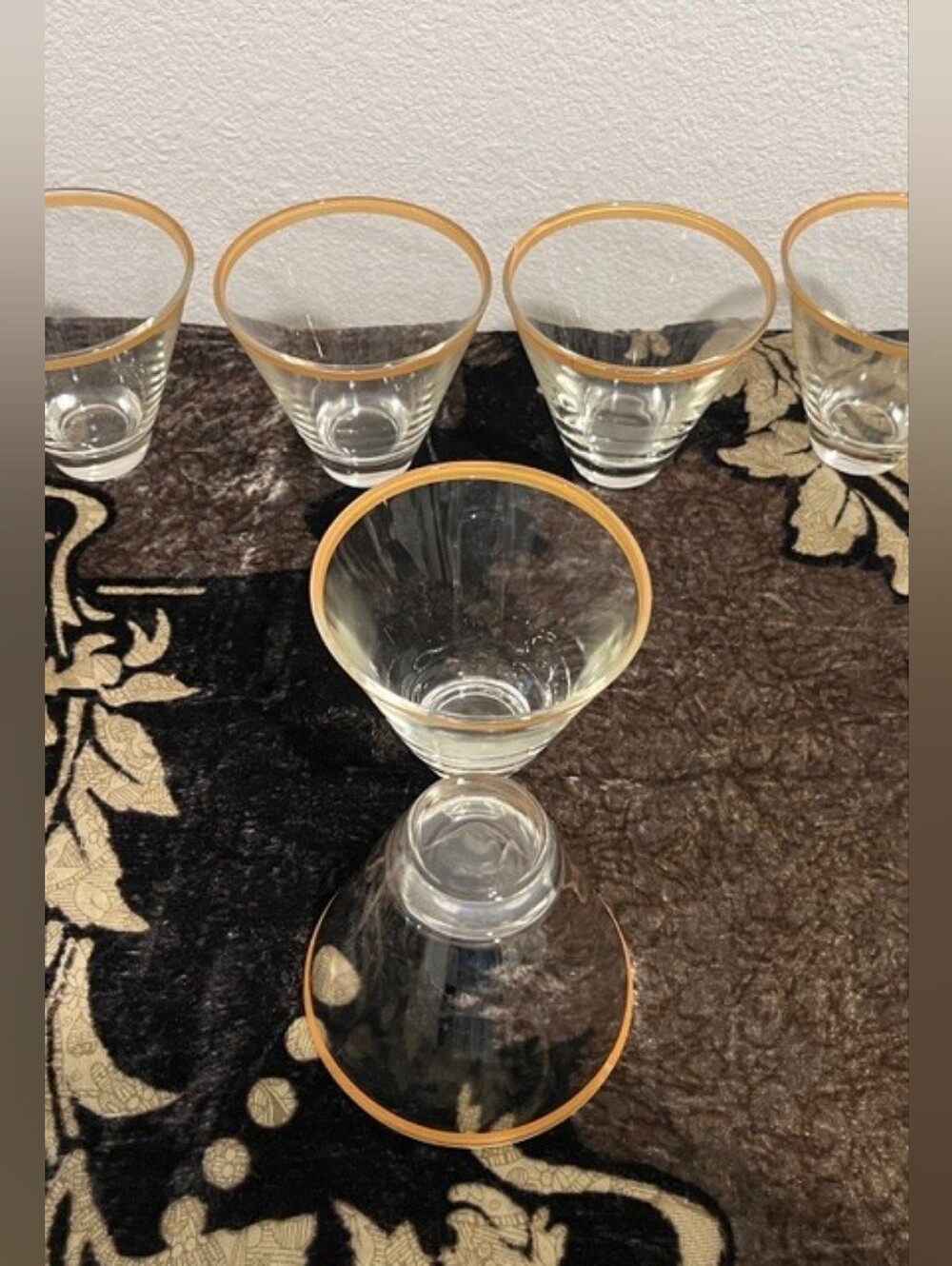 MCM Gold Rim Vodka/Cocktail Glasses Set Of 2 - Picture 3 of 13